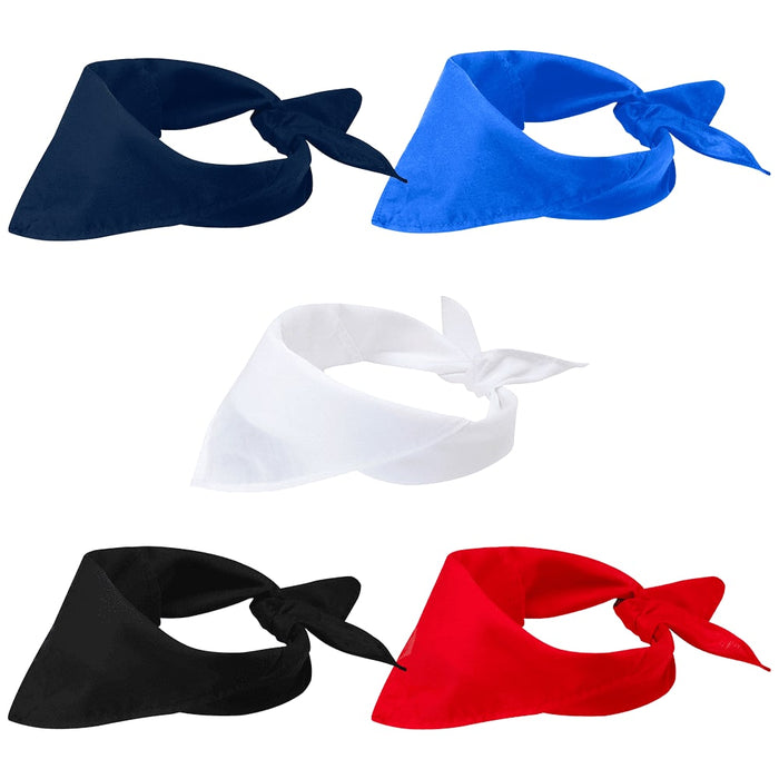 Heracles Bandana - A selection of Heracles bandanas in navy, blue, white, black, and red, featuring a tied design and varied colours.