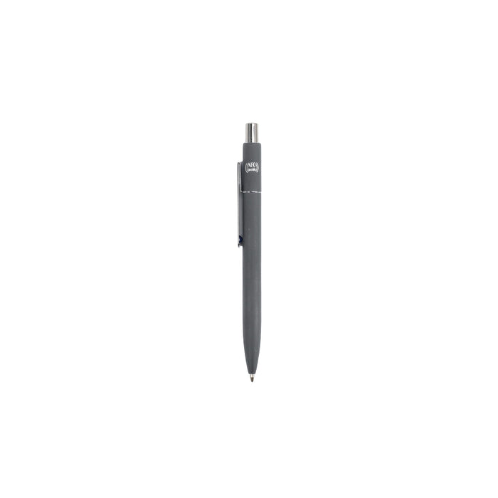 NFC Metal Ballpoint Pen - A grey NFC metal ballpoint pen with a clip and a subtle logo on the body.