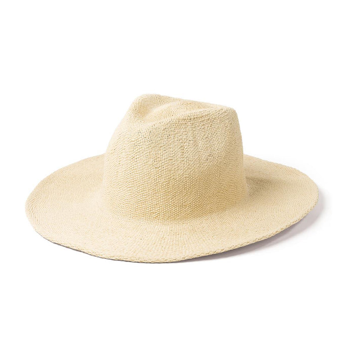 Airlie Paper Straw Hat - A straw hat in a light beige colour with a wide brim and a soft crown. It features a logo on the band.