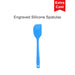 3-Section Dog Enrichment Lick Mat - A blue silicone spatula with an engraved handle, featuring a rounded end and a branding logo.