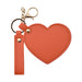 Heart-Shaped Compact Mirror with Keychain - A heart-shaped compact mirror in orange, featuring a keychain attachment and a clasp for easy carry.