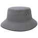 Sandwich Brim Bucket Hat - A grey bucket hat with a wide brim and a small logo detail. The material appears sturdy and textured.