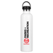 The Tank 2.0 Stainless Steel 1L Drink Bottle - A drink bottle with a sleek white design, featuring a black top and a logo. It holds 1 litre of liquid.