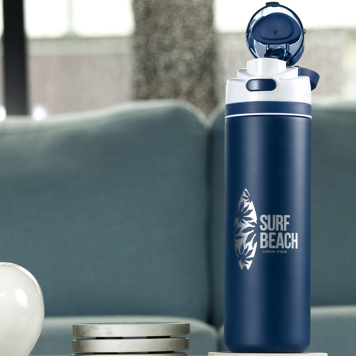 Elvin 900ml Recycled Stainless Flip Straw Bottle - Custom Promotional Product