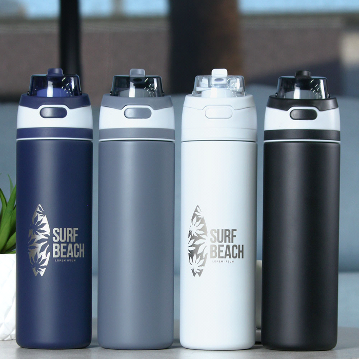 Elvin 900ml Recycled Stainless Flip Straw Bottle - Custom Promotional Product