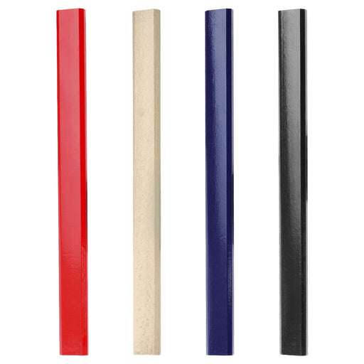 Capenters Pencil - A set of four pencils in red, beige, navy blue, and black, with a glossy finish. Each pencil has branding.