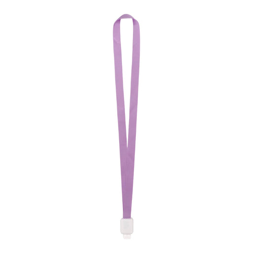 Retractable Lanyard - A purple retractable lanyard with a white holder at the end. It features a branding logo.