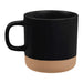 Santos 350ml Artisanal Ceramic Coffee Mug - A ceramic coffee mug featuring a black upper body with a speckled finish and a smooth tan lower section. Contains a logo.