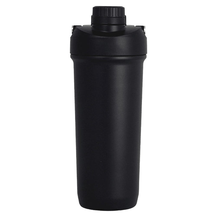 Forge Double Wall Shaker 750ml - A drink bottle in matte black with a screw-top lid and a logo on the side.