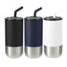 Lagom 470ml Tumbler w/ SS Straw - A drink bottle set featuring three tumblers in black, navy blue, and white with stainless steel bottoms and straws.