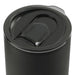 Lagom 470ml Tumbler w/ SS Straw - A drink bottle with a black matte finish and a sleek lid featuring a sliding opening. It has a straw and logo.