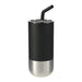 Lagom 470ml Tumbler w/ SS Straw - A drink bottle featuring a black exterior and stainless steel base with a reusable straw. It has a logo on it.