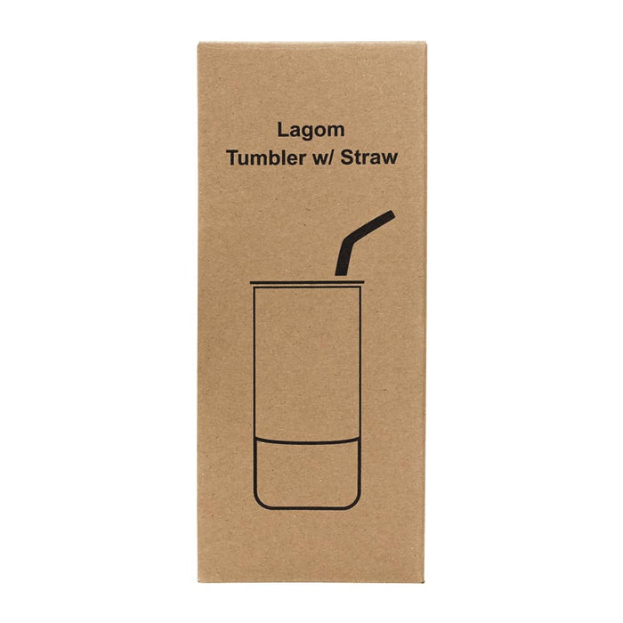 Lagom 470ml Tumbler w/ SS Straw - A drink bottle packaging featuring a tumbler design with a straw, in a neutral cardboard colour.