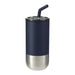Lagom 470ml Tumbler w/ SS Straw - A drink bottle featuring a navy exterior and stainless steel base, complete with a black straw and lid.