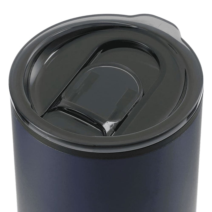 Lagom 470ml Tumbler w/ SS Straw - A drink bottle featuring a navy exterior, a black lid, and a stainless steel straw, with a logo visible.