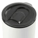 Lagom 470ml Tumbler w/ SS Straw - A drink bottle featuring a white body and a black lid, with a straw opening and a logo.