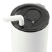 Lagom 470ml Tumbler w/ SS Straw - A drink bottle featuring a white body, black lid, and a white stainless steel straw, with a logo on its surface.