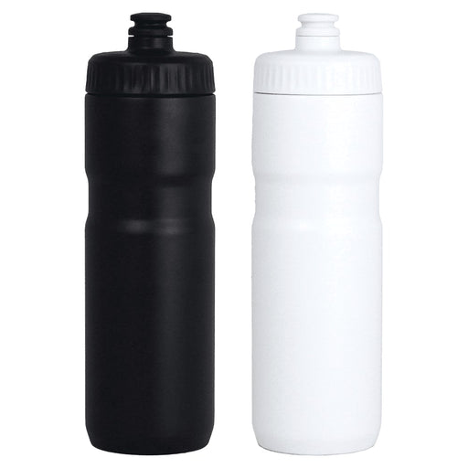 Sprint Sport Bottle 750ml - A drink bottle set featuring one black and one white 750ml bottle, both with screw-on lids and logos.
