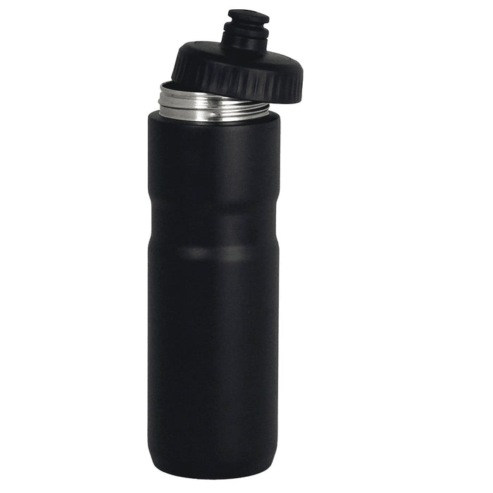 Sprint Sport Bottle 750ml - A drink bottle in black with a screw cap, featuring a sleek design and stainless steel interior.
