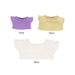 Plush Doll Basic T-Shirt - Three plush doll t-shirts in purple, yellow, and white, with sizes labelled as 10cm, 15cm, and 20cm.