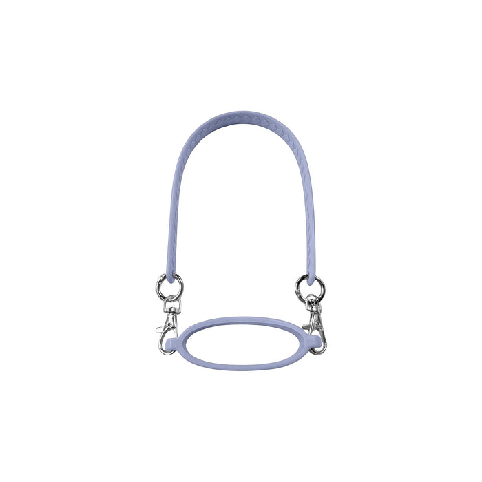 Silicone Cup Carry Strap - A drink bottle silicone cup carry strap in lavender, featuring two metal clips and a textured grip design.