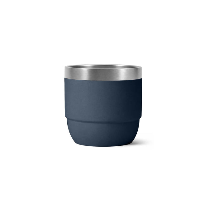 Stackable Stainless Steel Tumbler - A stackable stainless steel tumbler in navy blue with a silver rim and a smooth matte finish.