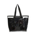 Tote Bag With Detachable PVC Cover - A black tote bag features a detachable PVC cover and sturdy handles. It has a transparent design with black accents.