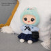 Plush Doll Uniform Set (15–17cm Doll) - A plush doll uniform set featuring a blue shirt, navy skirt, and a cute mint-green hat with bunny ears.