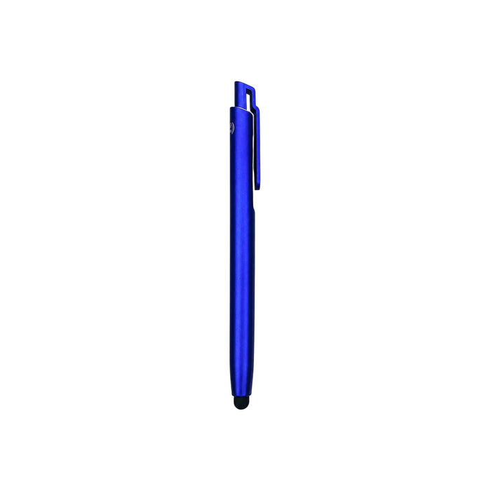 NFC Touchscreen Ballpoint Pen - A blue NFC touchscreen ballpoint pen with a sleek design and a clip for easy attachment. It features a logo.