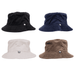 Atlanta Cord Bucket Hat - A collection of four cord bucket hats in black, navy, white, and brown, each featuring a small logo.