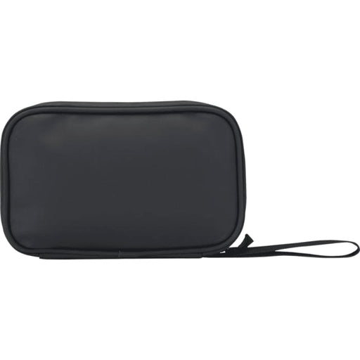 Resi Plus GRS Recycled Tech Pouch 1L - A black recycled tech pouch with a zip closure and a carrying strap, featuring a simple design.
