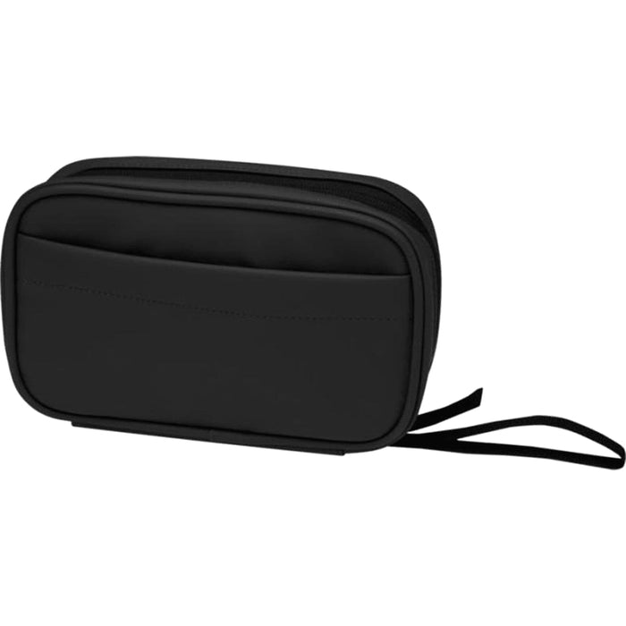 Resi Plus GRS Recycled Tech Pouch 1L - A black recycled tech pouch with two zippered compartments and a handle for easy carrying.