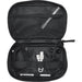 Resi Plus GRS Recycled Tech Pouch 1L - A black tech pouch featuring compartments for cables, earphones, a pen, and a USB connector, with a mesh pocket.