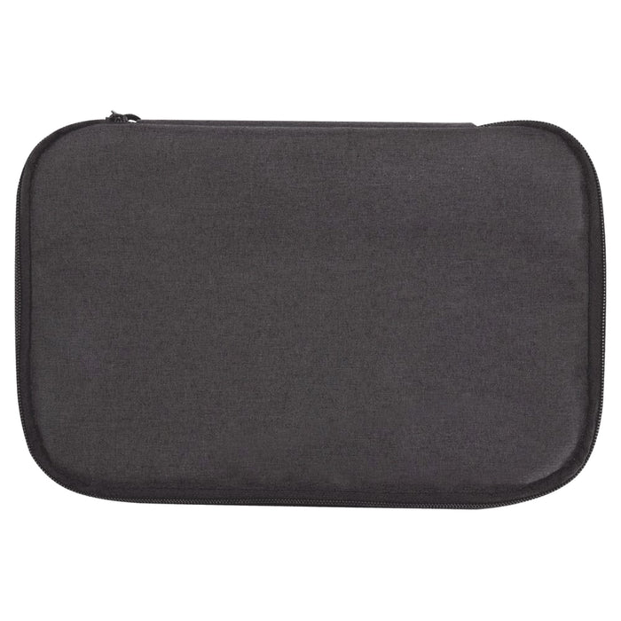 Tundra GRS RPET Double Compartment Cooler Bag 13L - A dark grey cooler bag with a double compartment design and a zipper closure, featuring a logo.