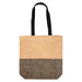 Paper Straw Tote Bag - 10L - A tote bag in natural and black, featuring a textured design and two sturdy handles. Includes a logo on the side.