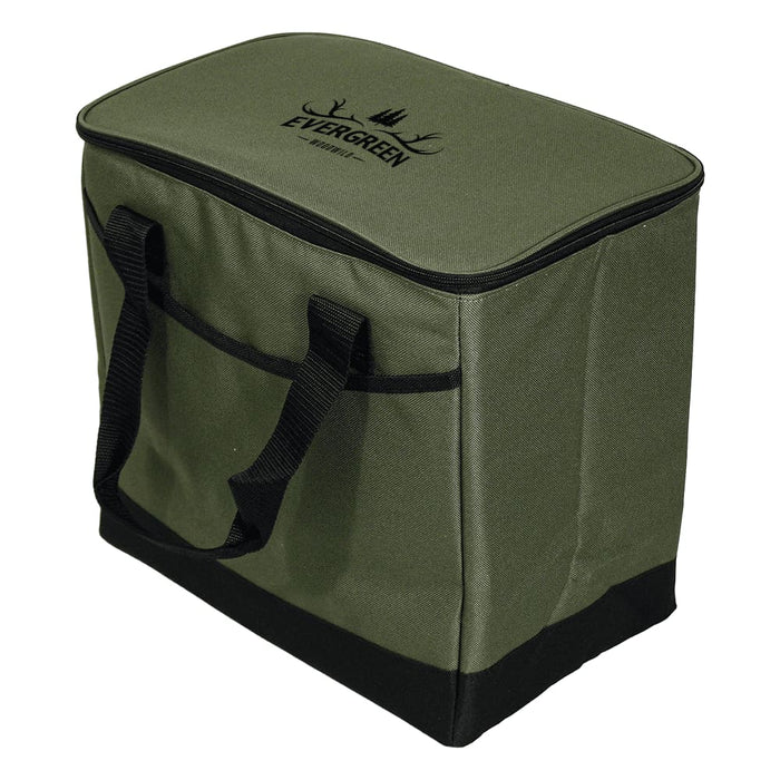 Chill Out 2.0 36 Can Cooler - 20L - A green cooler bag with a black base and handles, featuring a logo on the top.