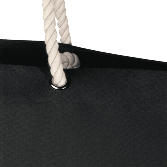 Florida GRS Recycled Beach Tote Bag - A black beach tote bag with a white rope handle and a silver eyelet. It features a simple, modern design.
