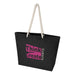 Florida GRS Recycled Beach Tote Bag - A black recycled tote bag with a rope handle and a logo featuring pink text.
