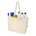 Florida GRS Recycled Beach Tote Bag - A beige tote bag with a rope handle, featuring two water bottles, a notebook, and a pear inside.