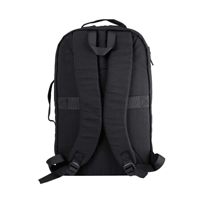 Rime Backpack - A black backpack featuring padded shoulder straps and a simple design. It includes a logo on the surface.