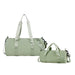 Bucket Duffle Bag With Wide Straps - A light green bucket duffle bag with wide straps, featuring both a large and a smaller bag with handles.