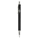 Spectrum Recycled Aluminium Ballpoint Pen - A black recycled aluminium ballpoint pen with a silver tip and clip, featuring a logo.