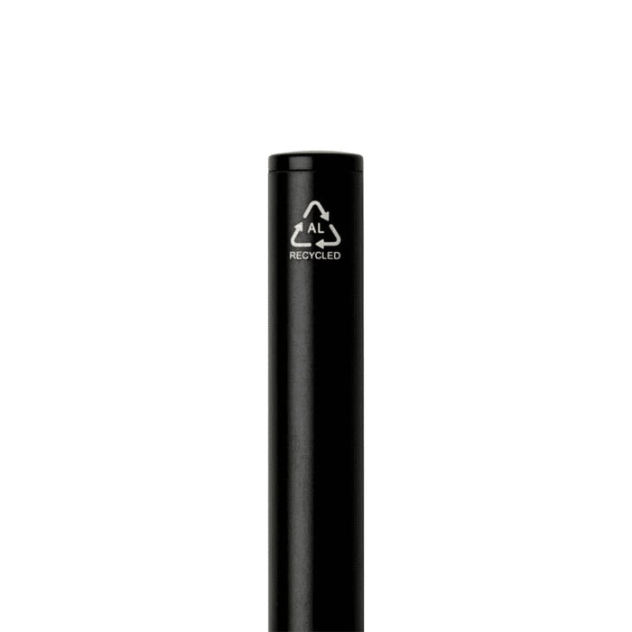 Verton Recycled Aluminium Twist Ballpoint Pen - A sleek black twist ballpoint pen made from recycled aluminium, featuring a logo.