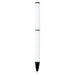 Verton Recycled Aluminium Twist Ballpoint Pen - A white ballpoint pen with a black tip and a logo on its body. It features a twist mechanism for opening and closing.