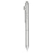 Tine 4-in-1 Gravity Recycled Stainless Steel Pen - A silver stainless steel pen with a sleek design and a logo, featuring a multi-functional 4-in-1 feature.