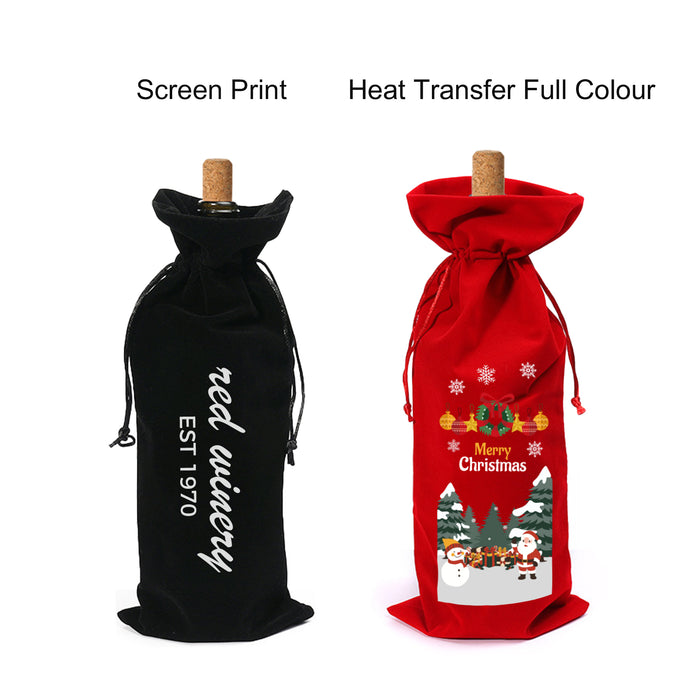 Drawstring Velvet Wine Bottle Bag - Custom Promotional Product