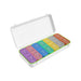 7 Day Pills Organizer - A 7-day pill organiser with compartments in purple, blue, green, orange, and yellow. It has a white casing and a logo.