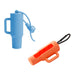 Lip Balm Holder Keychain - A blue and an orange lip balm holder keychain, featuring a handle and attached securing cords.