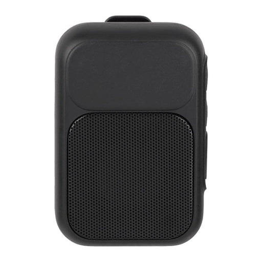 Clip Tune Magnetic Outdoor Bluetooth Speaker - A black Bluetooth speaker with a textured speaker grille and a smooth surface on the top, featuring a logo.