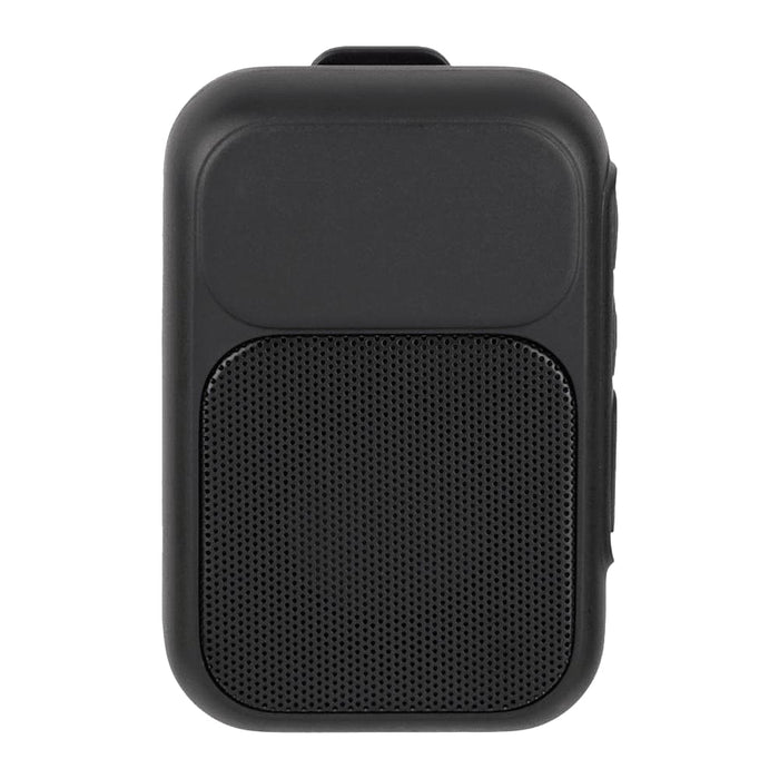 Clip Tune Magnetic Outdoor Bluetooth Speaker - A black Bluetooth speaker with a textured speaker grille and a smooth surface on the top, featuring a logo.